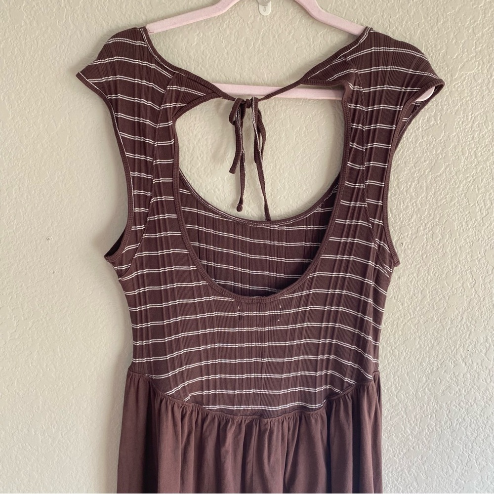 NEW Free People Beach Alana Open-Back Striped Brown Midi - Picture 5 of 10